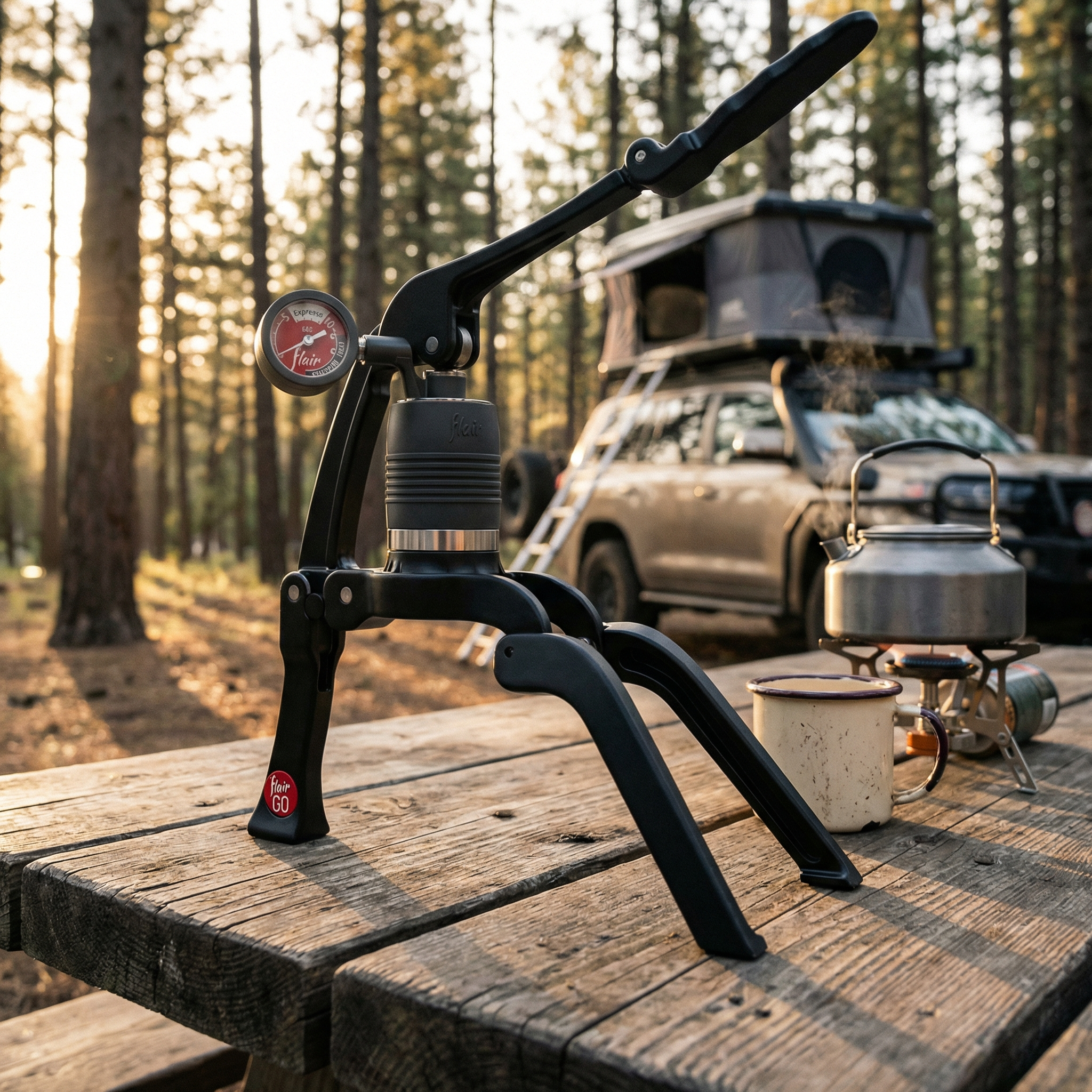 Brewing manual espresso outdoors with a portable lever espresso press – UrbanFlair Coffee