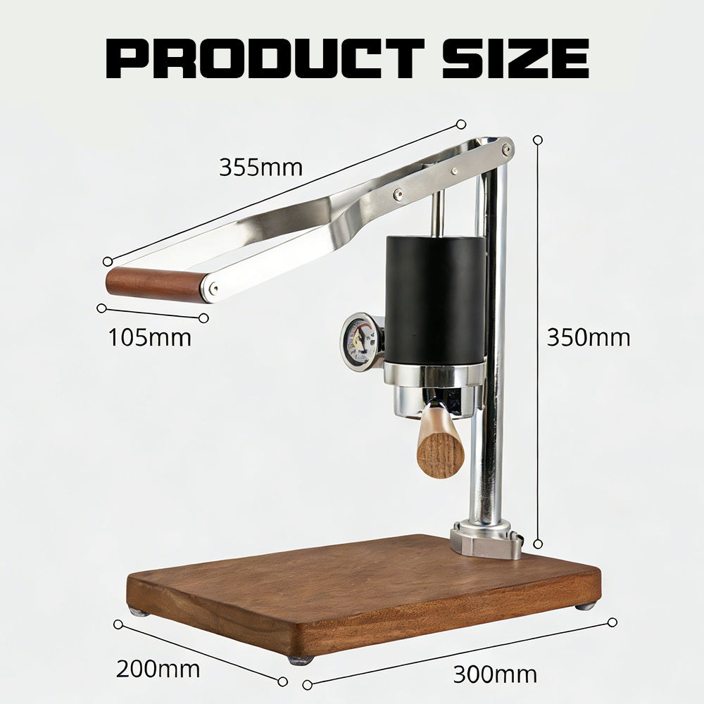 Product size dimensions of retro manual lever espresso machine – UrbanFlair Coffee